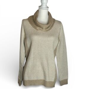 Calvin Klein Womens Cowl Neck Knit Sweater Acrylic Beige White
Sz Medium